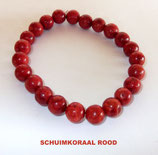 KS8SCRO KOGELARMBAND SCHUIMKORAAL ROOD SLOTJE