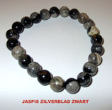 KR8JAZZ KOGELARMB JASPIS ZILVERBLAD ZWART REK