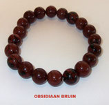 KS10OBBR KOGELARMBAND OBSIDIAAN BRUIN SLOTJE