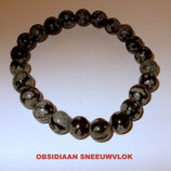 KS8OBSN KOGELARMBAND OBSIDIAAN SNEEUWVLOK SLOTJE
