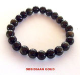 KR8OBGO KOGELARMBAND OBSIDIAAN GOUD REK
