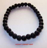 KS6AZWM KOGELARMBAND AGAAT ZWART MAT SLOTJE