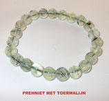 KR8PRTO KOGELARMBAND PREHNIET MET TOERMALIJN REK