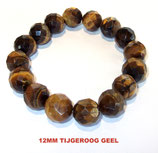 KSF12TIGE KOGELARMBAND FACET 12MM TIJGEROOG GEEL SLOTJE