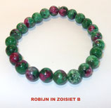 KR8ROZB KOGELARMBAND ROBIJN IN ZOISIET B REK