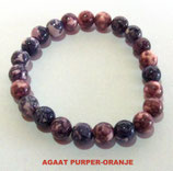 KS8AGPO KOGELARMBAND AGAAT PURPER ORANJE SLOTJE