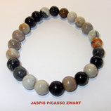 KS8JAPZ KOGELARMBAND JASPIS PICASSO ZWART SLOTJE