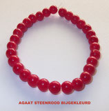 KR6ASTR KOGELARMBAND AGAAT STEENROOD BIJGEKLEURD REK