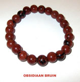 KR8OBBR KOGELARMBAND OBSIDIAAN BRUIN REK