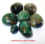 KNCHAZ100 KNUFFELSTENEN CHRYSOCOLLA MET AZURIET 100 GRAM