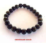 KH8OBGO KOGELHANGER 8MM OBSIDIAAN GOUD 45 CM