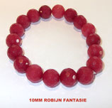 KSF10ROBI KOGELARMBAND FACET 10MM ROBIJN FANTASIE SLOTJE