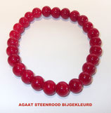 KR8ASTR KOGELARMBAND AGAAT STEENROOD BIJGEKLEURD REK