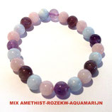 KS8ABAR KOGELARMBAND MIX AQUAMARIJN-BERYL-AMETHIST-ROZEKWARTS SLOTJE