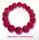 KSF10AGRO KOGELARMBAND FACET 10MM AGAAT ROZE FANTASIE SLOTJE