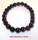 KRF8GRRO KOGELARMBAND FACET 8MM GRANAAT ROOD REK