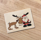 Holz-Postkarte "Samichlaus und Rentier"