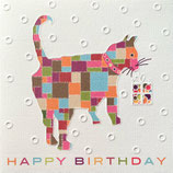 Quadratische Klappkarte "Happy Birthday" Katze