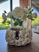 Häkelkorb "boho blossom in beige