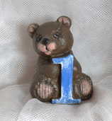 Zahlenbär "1" blau-weiß