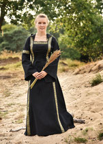 Mittelalterkleid "Eleanor" mit Kapuze, schwarz
