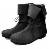 Mittelalter Stulpenstiefel aus Nubukleder - schwarz
