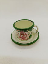 Espressotasse mit Unterteller Rosendekor
