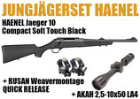 HAENEL Jaeger 10 Compact Soft Touch Black 308Win + AKAH 2,5-10x50 LA4 +   RUSAN Weavermontage QUICK RELEASE *EWB Pflichtig Jungjägerpaket