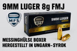 MFS Munition 9mm Luger, FMJ, VPE: 50, 8,0g/124grs. - 1000 Schuss *EWB Pflichtig