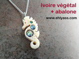 Pendentif Hippocampe N°1 en ivoire végétal et abalone