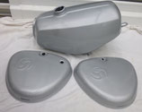 Tankset silbermetallic, Tank zusätzlich versiegelt + Seitendeckel rechts/links passend Simson S50, S51  Neu