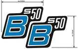 2x S50B blau Aufkleber original Design Seitendeckel passend Simson S50 Neu