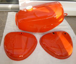 Tankset Flamm-Rot und Seitendeckel mit Wirbel passend Simson S50, S51  Neu