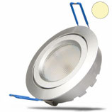 LED Einbaustrahler, silber, 8W SMD, 140°, rund, warmweiss, dimmbar