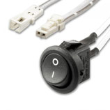 MiniAMP Einbauschalter Ein/Aus, female-Buchse und male-Stecker, 30cm+200cm, 2-polig, weiss, max. 5A