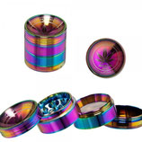 Grinder "GraceGlass Leaf", rainbow, gebogen, 40mm, 4-tlg