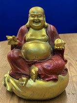 Buddha Happy Man in gold/rot