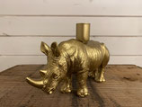 Kerzenständer Nashorn Gold für Stabkerzen 19x12cm