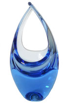 Glaskorb mundgeblasen transparentes blaues Glas Höhe ca. 16 cm