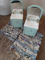 Mini Fleckerlteppich Unikat blau/gelb/beere