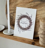 Postkarte Frohe Ostern Weidekätzchenkranz