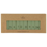 Adventskalenderkerzen dusty green mit Zahlen 1-24