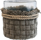 Windlicht woven rope brown medium