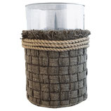 Windlicht woven rope brown large