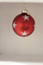 Weihnachtkugel rot mit Sternen