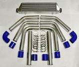 Universal Ladeluftkühler Set 2,5"(64mm) 522mm x 178mm x 57mm Silber/Blau