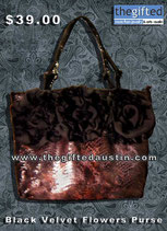 Black Velvet Flowers Purse