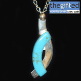 Turquoise Curvy pendant on Solid Sterling Silver .925