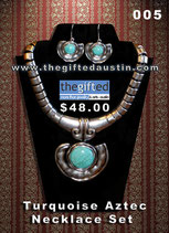 Turquoise Aztec Necklace Set 005