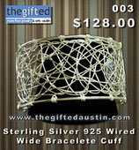 Sterling Silver 925 Wired Wide Bracelete Cuff